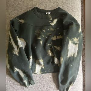 Green basic sweatshirt bleach tie dye
